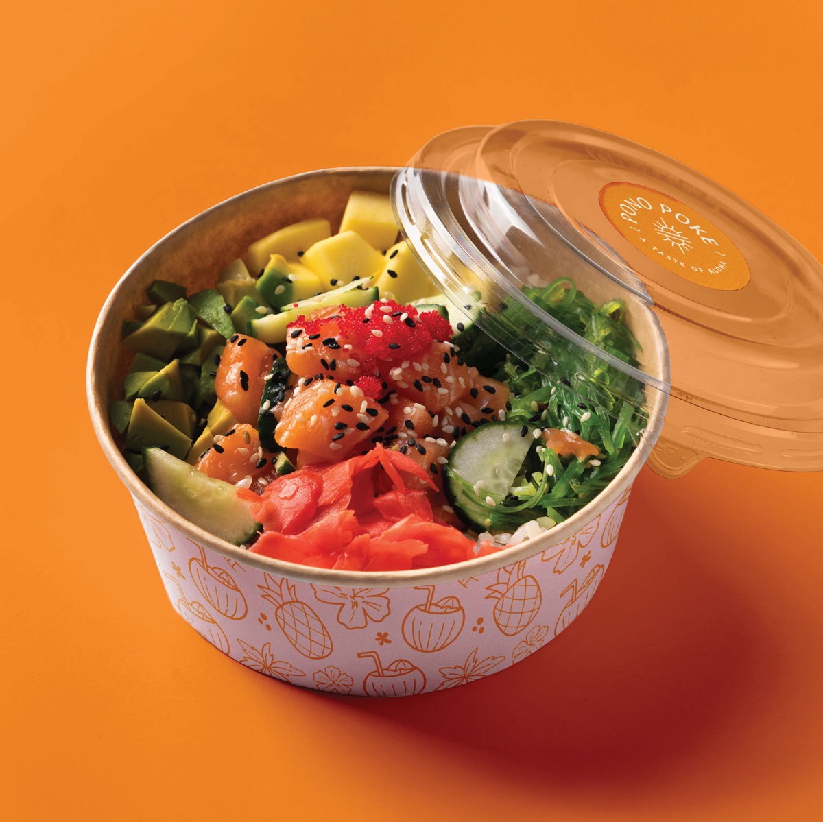 Branding poke bowl restaurant packaging